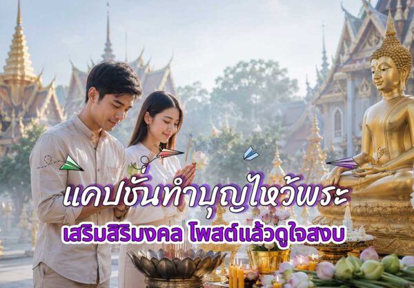 แคปชั่นทำบุญไหว้พระ เสริมสิริมงคล โพสต์แล้วดูใจสงบ